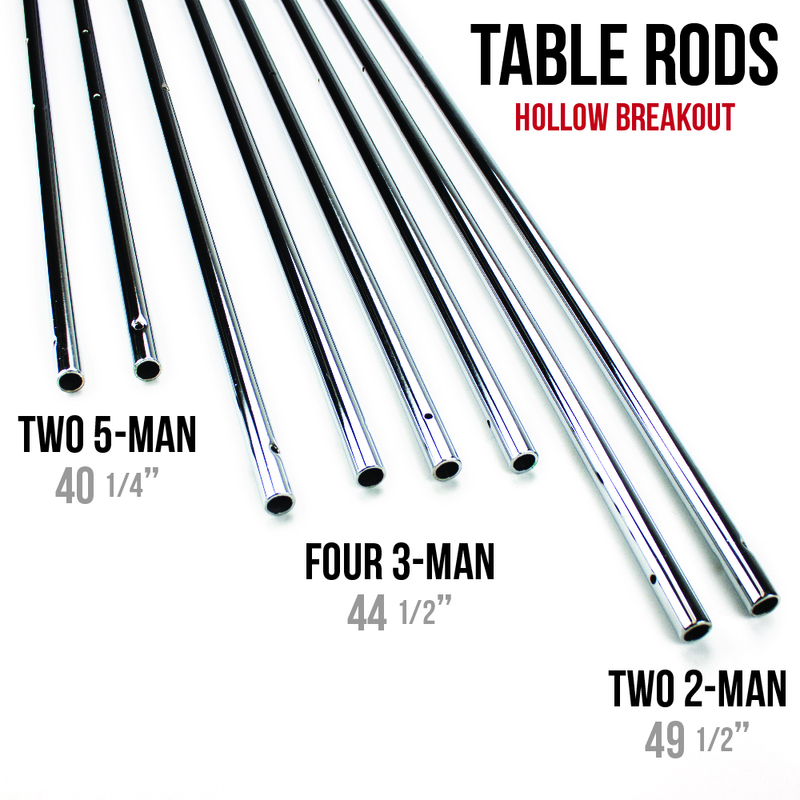 Set of 8 Hollow 5/8" Steel Rods for Standard Foosball Tables